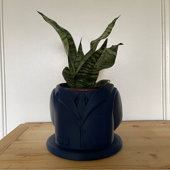 Navy Suit Jacket & Tie Planter - Sophisticated Sustainable Gift for Professional - Picture 2 of 9